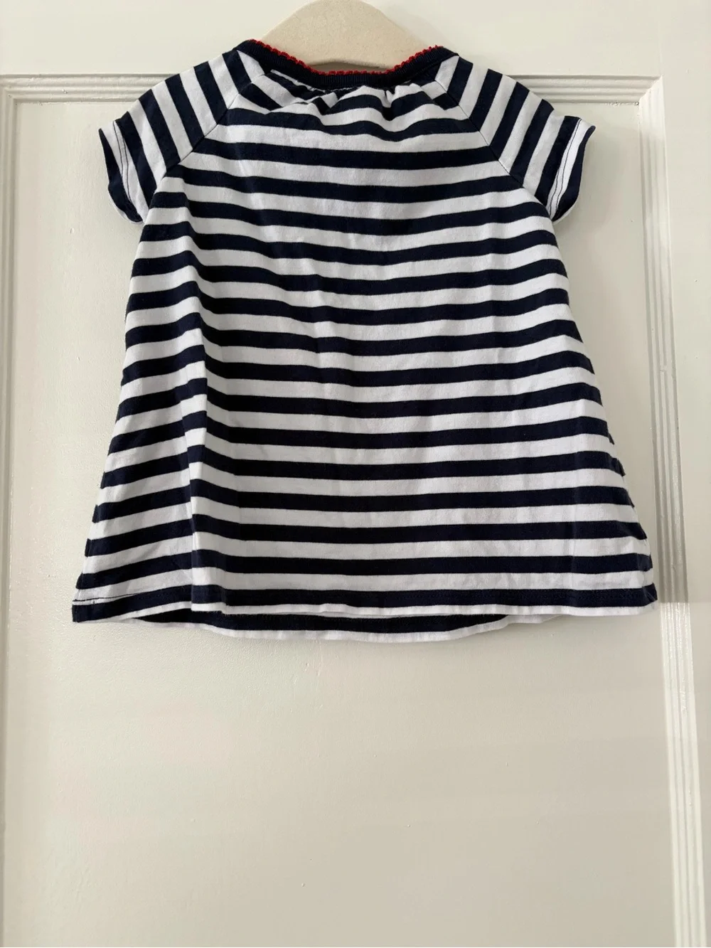 Ralph Lauren Baby Girl Navy White Sailor Stripe Cotton Shirt Dress 12 Months